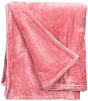 Giftdecor Fleece deken/plaid - roze - polyester - XL-formaat - 180 x 220 cm - Fluffy/zachte stof