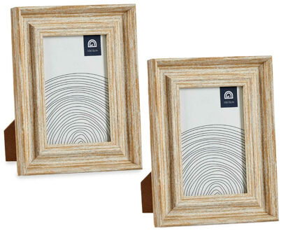 Giftdecor Fotolijstje voor 10 x 15 cm foto - 2x - hout - Klassiek - frame 16 x 21 cm