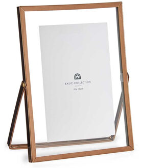 Giftdecor Fotolijstje voor 10 x 15 cm foto - koper - metaal - Modern - frame 16 x 21 cm - staand