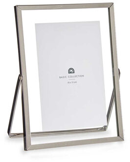 Giftdecor Fotolijstje voor 10 x 15 cm foto - zilver - metaal - Modern - frame 16 x 21 cm - staand