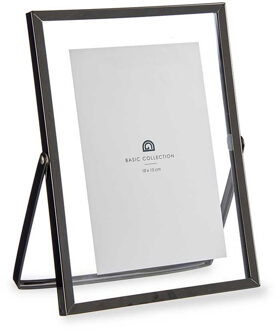 Giftdecor Fotolijstje voor 10 x 15 cm foto - zwart - metaal - Modern - frame 16 x 21 cm - staand