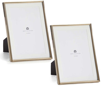Giftdecor Fotolijstje voor 13 x 18 cm foto - 2x - goud - metaal - frame 15 x 20 cm - passe partout