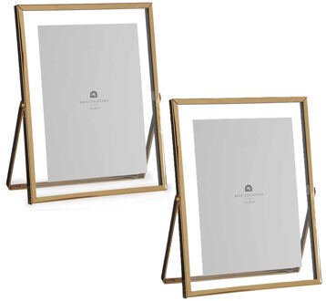 Giftdecor Fotolijstje voor 13 x 18 cm foto - 2x - goud - metaal - Modern - frame 18 x 23 cm - staand