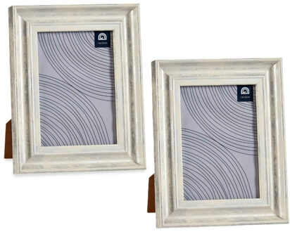 Giftdecor Fotolijstje voor 13 x 18 cm foto - 2x - hout/zilver glans - Klassiek - frame 19 x 24 cm