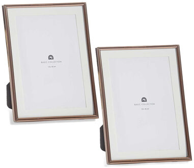 Giftdecor Fotolijstje voor 13 x 18 cm foto - 2x - koper - metaal - frame 15 x 20 cm - passe partout