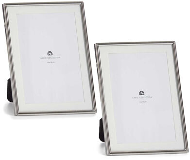 Giftdecor Fotolijstje voor 13 x 18 cm foto - 2x - zilver - metaal - frame 15 x 20 cm - passe partout