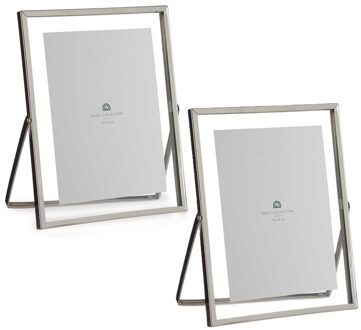 Giftdecor Fotolijstje voor 13 x 18 cm foto - 2x - zilver - metaal - Modern - frame 18 x 23 cm - staa