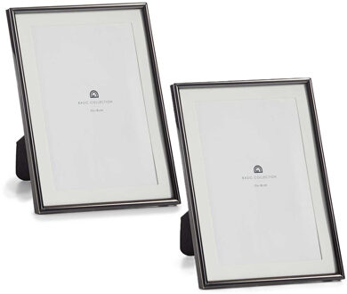 Giftdecor Fotolijstje voor 13 x 18 cm foto - 2x - zwart - metaal - frame 15 x 20 cm - passe partout