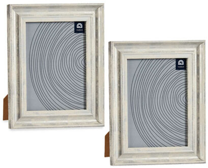 Giftdecor Fotolijstje voor 15 x 20 cm foto - 2x - hout/zilver glans - Klassiek - frame 21 x 26 cm