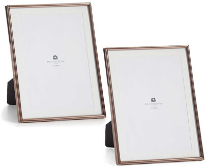 Giftdecor Fotolijstje voor 15 x 20 cm foto - 2x - koper - metaal - frame 23 x 28 cm - passe partout