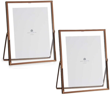 Giftdecor Fotolijstje voor 15 x 20 cm foto - 2x - koper - metaal - Modern - frame 20 x 25 cm - staan