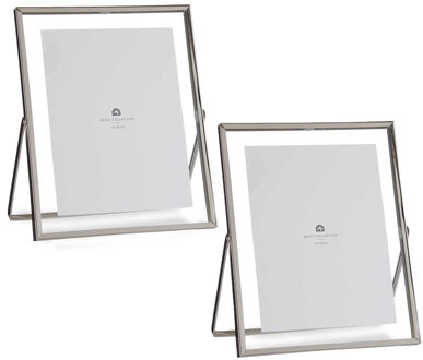 Giftdecor Fotolijstje voor 15 x 20 cm foto - 2x - zilver - metaal - Modern - frame 20 x 25 cm - staa