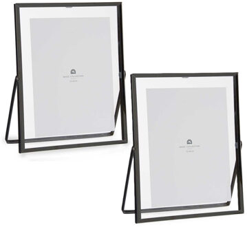 Giftdecor Fotolijstje voor 15 x 20 cm foto - 2x - zwart - metaal - Modern - frame 20 x 25 cm - staan