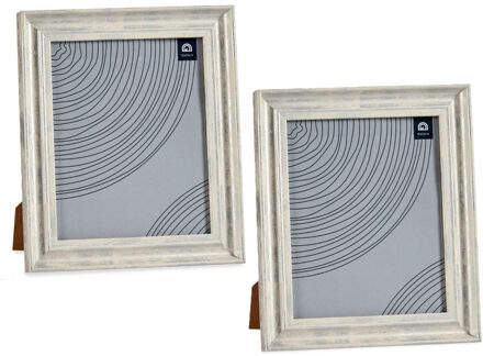 Giftdecor Fotolijstje voor 20 x 25 cm foto - 2x - hout/zilver glans - Klassiek - frame 26 x 31 cm