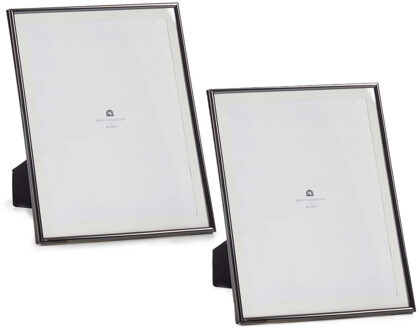 Giftdecor Fotolijstje voor 20 x 25 cm foto - 2x - zwart - metaal - frame 23 x 28 cm - passe partout