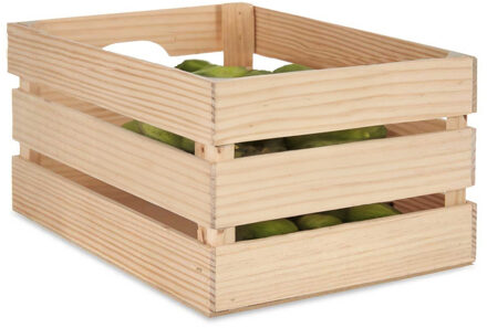 Giftdecor Fruitkisten opslagbox - open structuur - naturel - hout - L36 x B26 x H18 cm - Opbergkisten