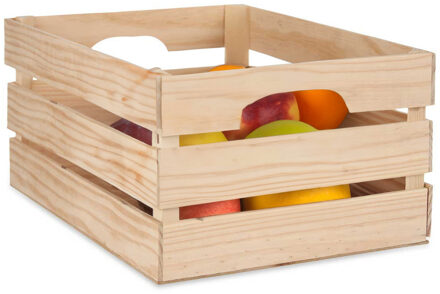 Giftdecor Fruitkisten opslagbox - open structuur - naturel - hout - L41 x B31 x H20 cm - Opbergkisten