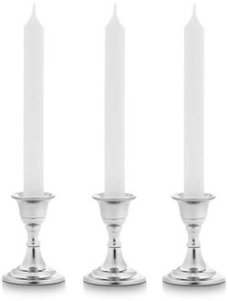 Giftdecor Kaarsen kandelaar - 3x - metaal - voor dinerkaarsen - H8 cm