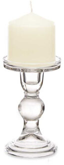 Giftdecor Kaarsen kandelaar van decoratief glas - voor stompkaarsen - D8.5 x H14 cm