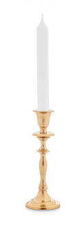 Giftdecor Kaarsen kandelaar van decoratief metaal - voor dinerkaarsen - goud - D9 x H23 cm