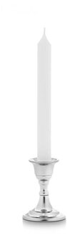 Giftdecor Kaarsen kandelaar van decoratief metaal - voor dinerkaarsen - zilver - D6 x H8 cm - kaars kandelaars Zilverkleurig