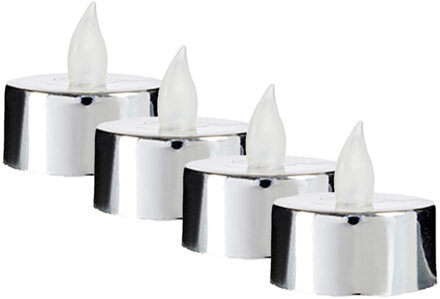 Giftdecor LED waxinelichtjes - 16x - zilverkleurig - incl. batterijen - sfeer theelichtjes