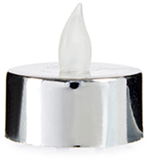 Giftdecor LED waxinelichtjes - 4x - zilverkleurig - incl. batterijen - sfeer theelichtjes