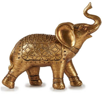 Giftdecor Olifanten dierenbeeldje/woondecoratie goud 27 x 11 cm
