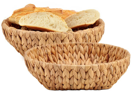 Giftdecor Opbergmandje/Broodmandje - 2x - gevlochten riet - naturel kleur - 29 x 29 x 8 cm