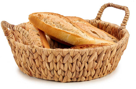 Giftdecor Opbergmandje/broodmandje - gevlochten riet - naturel kleur - 35 x 35 x 16 cm