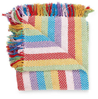 Giftdecor Plaid/bank deken Hamam - 125 x 150 cm - beddensprei - strepenmotief