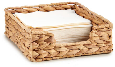 Giftdecor Servettenhouder van riet - naturel - 23 x 23 x 8 cm