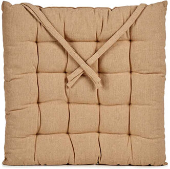 Giftdecor Stoelkussen - binnen/buiten - beige - 40x40x5 cm - polyester - tuinstoelkussens