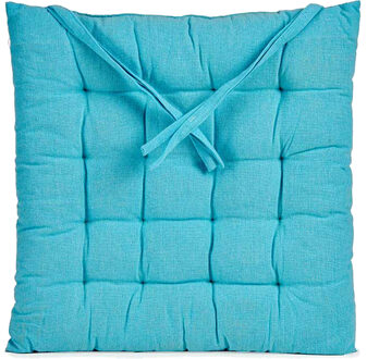 Giftdecor Stoelkussen - binnen/buiten - turquoise - 40x5cm - polyester - tuinstoelkussens Blauw