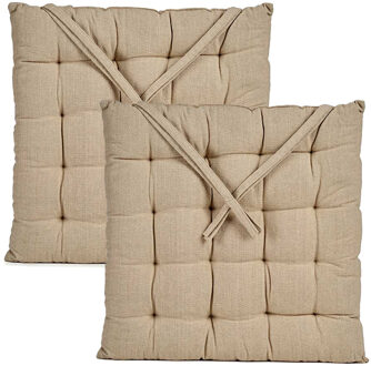 Giftdecor Stoelkussen Decorama - 2x - binnen/buiten - creme wit - 40 x 40 x 5 cm - polyester