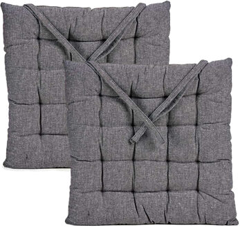 Giftdecor Stoelkussen Decorama - 2x - binnen/buiten - donkergrijs - 40 x 5cm - polyester