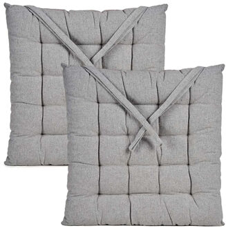 Giftdecor Stoelkussen Decorama - 2x - binnen/buiten - lichtgrijs - 40 x 40 x 5cm - polyester