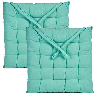 Giftdecor Stoelkussen Decorama - 2x - binnen/buiten - mintgroen - 40 x 40 x 5 cm - polyester