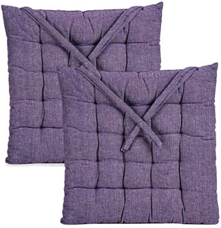 Giftdecor Stoelkussen Decorama - 2x - binnen/buiten - paars - 40 x 40 x 5cm - polyester