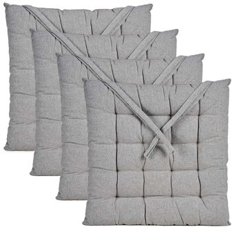 Giftdecor Stoelkussen Decorama - 4x - binnen/buiten - lichtgrijs - 40 x 40 x 5cm - polyester