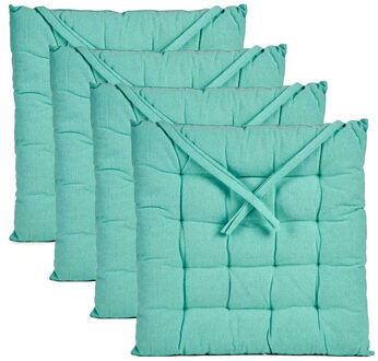 Giftdecor Stoelkussen Decorama - 4x - binnen/buiten - mintgroen - 40 x 40 x 5 cm - polyester