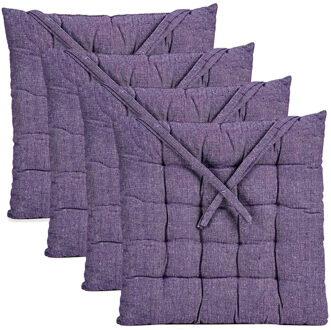 Giftdecor Stoelkussen Decorama - 4x - binnen/buiten - paars - 40 x 40 x 5cm - polyester