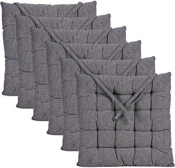 Giftdecor Stoelkussen Decorama - 6x - binnen/buiten - donkergrijs - 40 x 5cm - polyester