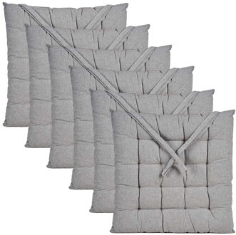 Giftdecor Stoelkussen Decorama - 6x - binnen/buiten - lichtgrijs - 40 x 40 x 5cm - polyester