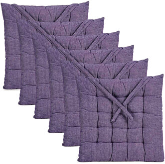 Giftdecor Stoelkussen Decorama - 6x - binnen/buiten - paars - 40 x 40 x 5cm - polyester