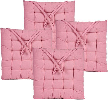 Giftdecor Stoelkussen Decorama - 6x - binnen/buiten - roze - 40 x 40 x 5cm - polyester