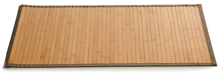 Giftdecor Vloermat - anti-slip - bamboe - 50 x 80 cm - grijze rand - Badmatjes Bruin