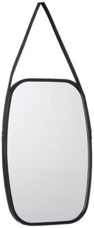 Giftdecor Wandspiegel aan ophangkoord - frame kleur zwart - 43 x 65 cm