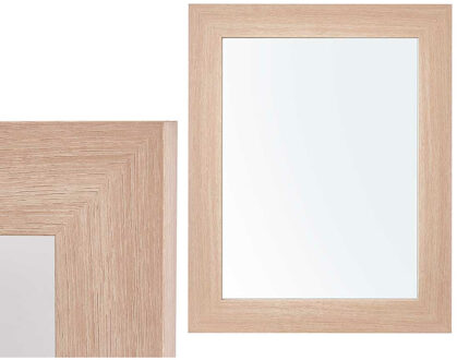 Giftdecor Wandspiegel Verona - naturel - mdf frame - brede lijst - 38 x 48 cm - Gang - Toilet - Kamer