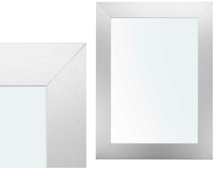 Giftdecor Wandspiegel Verona - zilver - mdf frame - brede lijst - 38 x 48 cm - Gang - Toilet - Kamer
